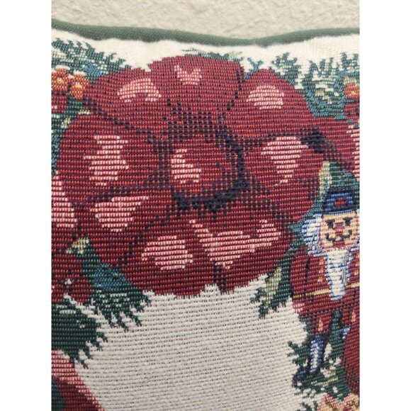 Needlepoint Tapestry Wreath Throw Pillow Nutcracker Angel Cardinal Christmas - Picture 4 of 13